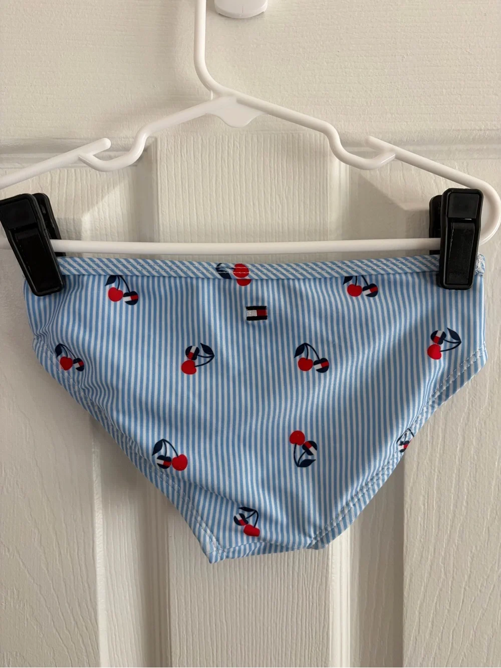 Tommy Hilfiger Light Blue/White Striped Kids Bikini w/Tommy Logo Cherry Print -6